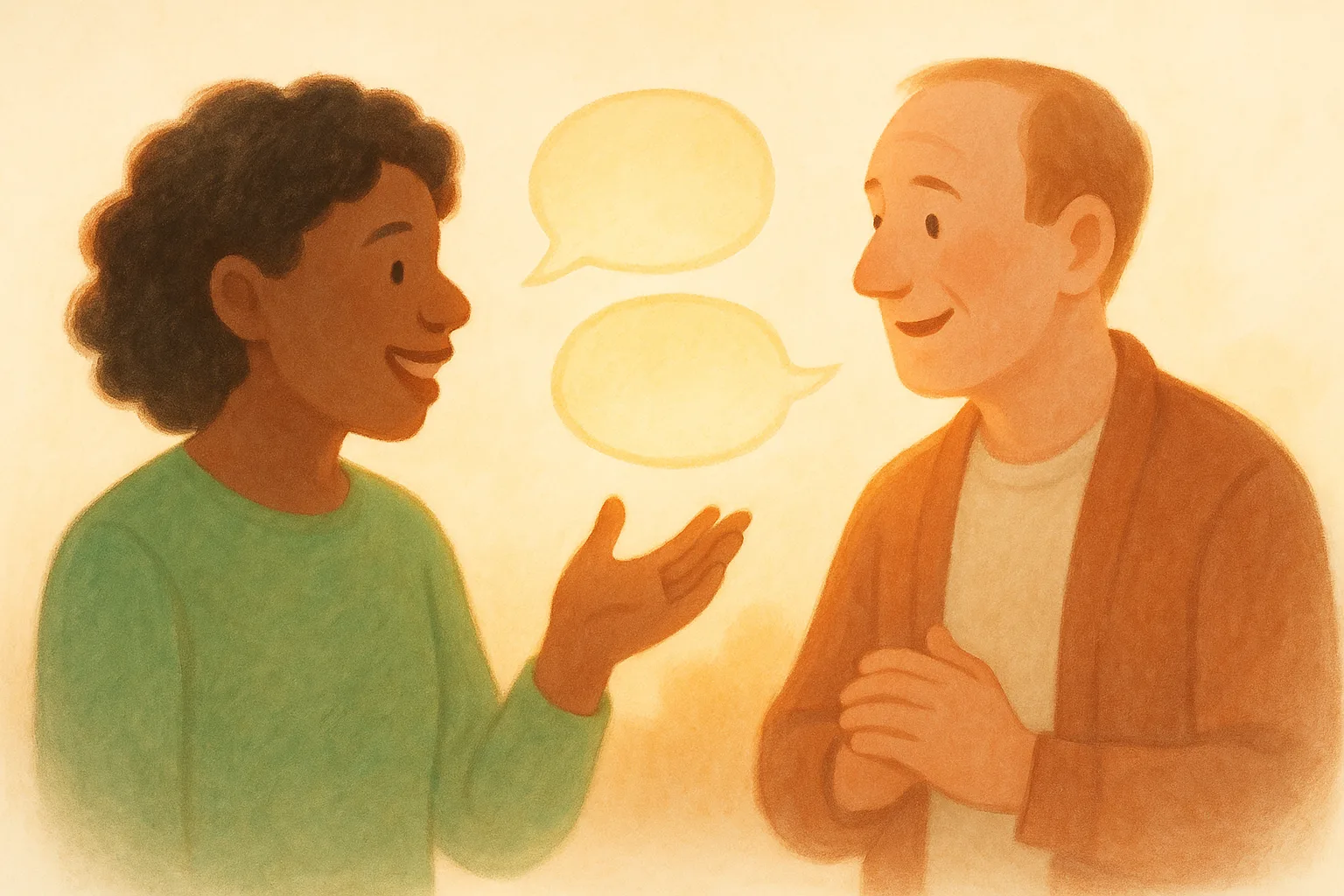 Two teens in conversation