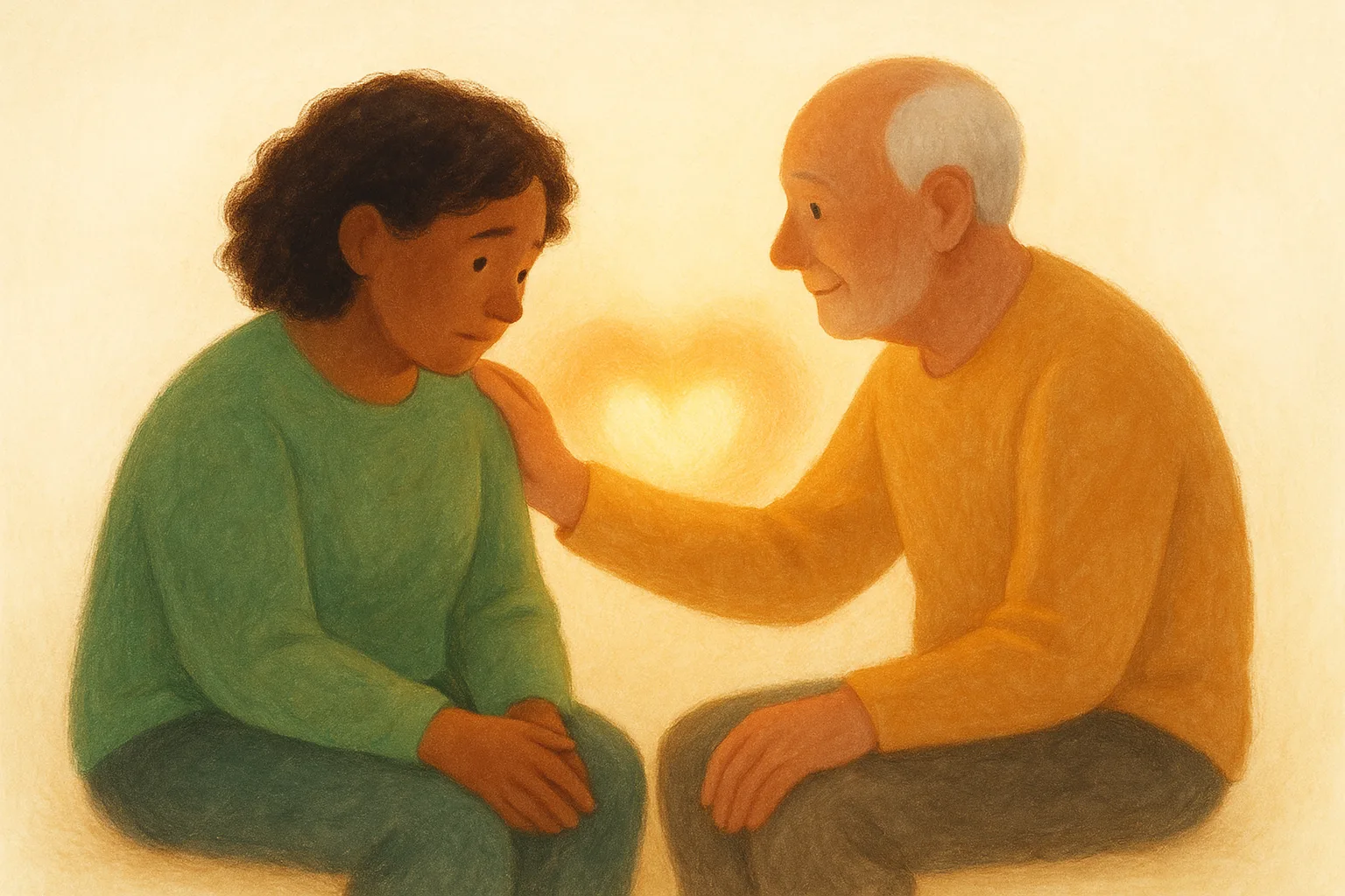 An adult listening attentively to a teen