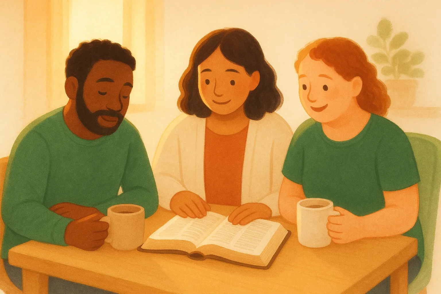 Teens studying together around a table